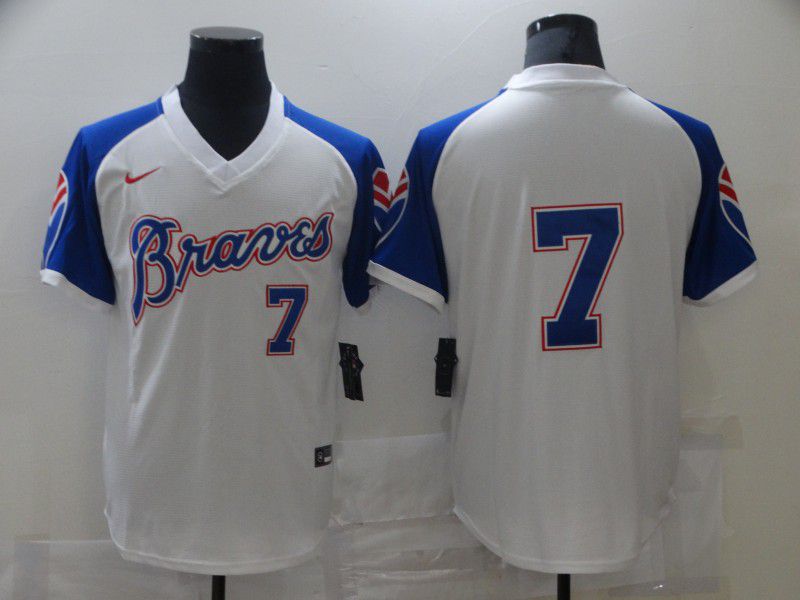 Men Atlanta Braves #7 No name White Game 2021 Nike MLB Jersey
